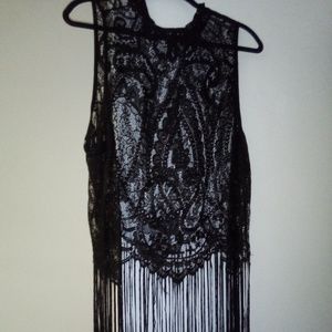 Plus Size Fringe Lace Top